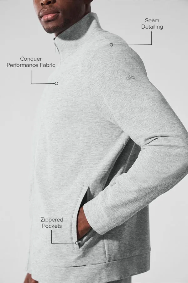 Conquer Max Mock Neck Full Zip - Athletic Heather Grey