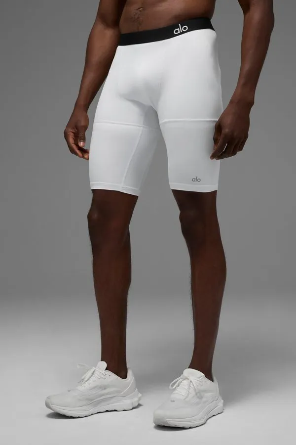 9" Flight Compression Short - White