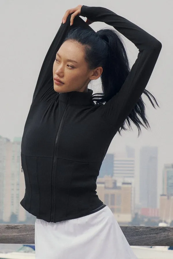Airbrush Corset Full Zip Jacket - Black