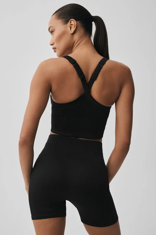Seamless Ribbed Favorite Bra Tank - Black